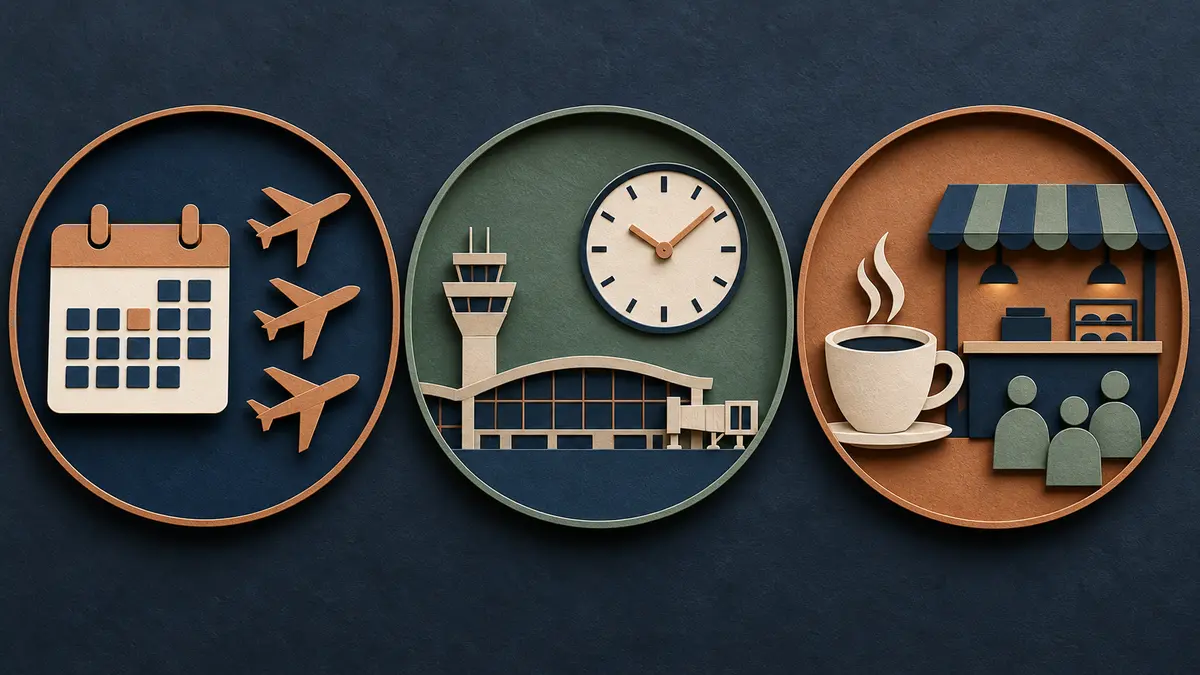 Annual airline plans, airport timetables and café demand