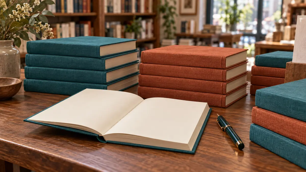 Стопки книг и ручка рядом с открытым форзацем