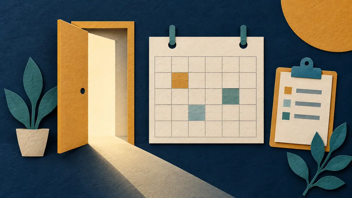 Doorway, calendar and task list