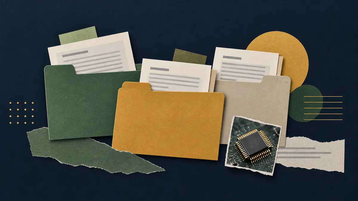 Application folders, documents and a microchip