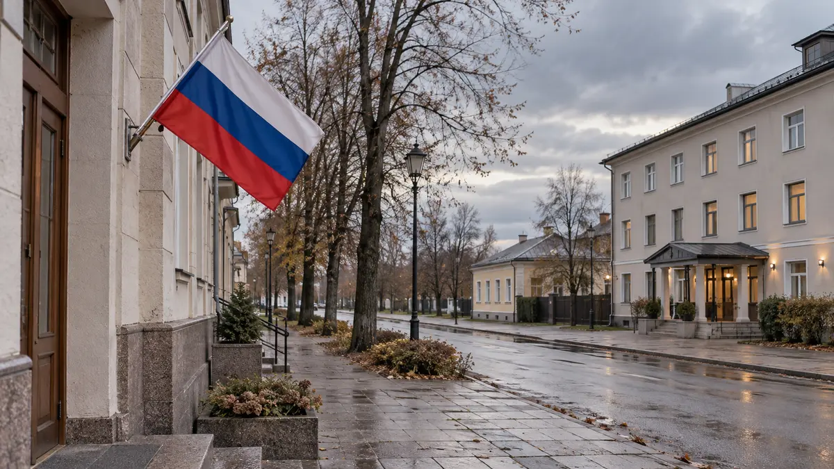 Российский флаг у муниципального здания